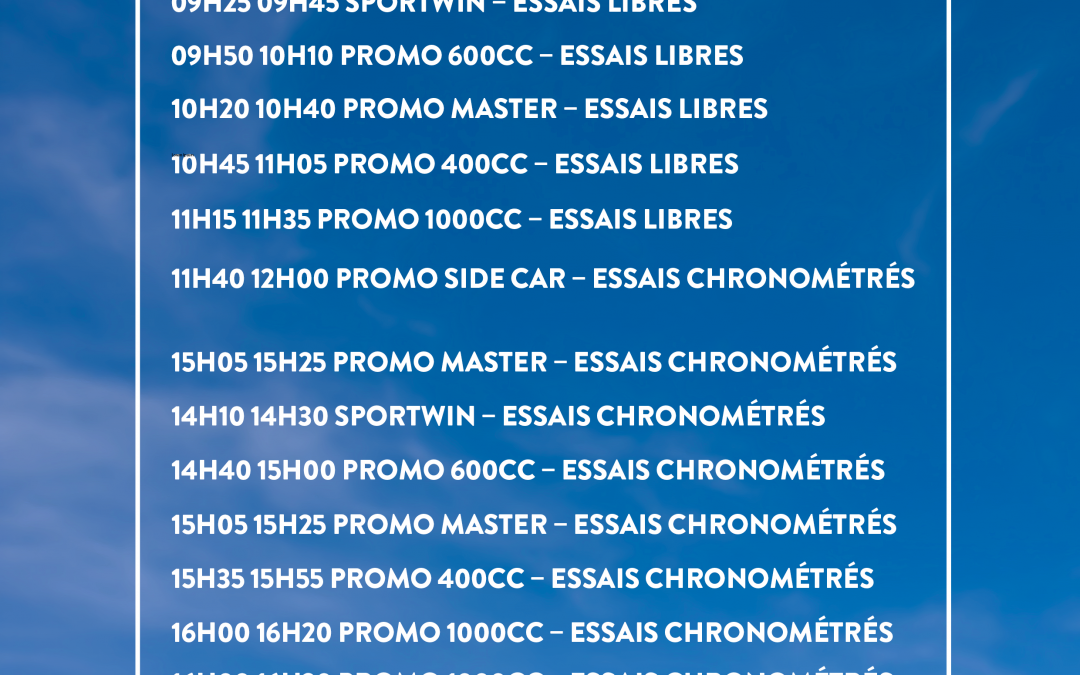 PROMOSPORT : LES HORAIRES D’UN WEEKEND RICHE EN ACTIONS