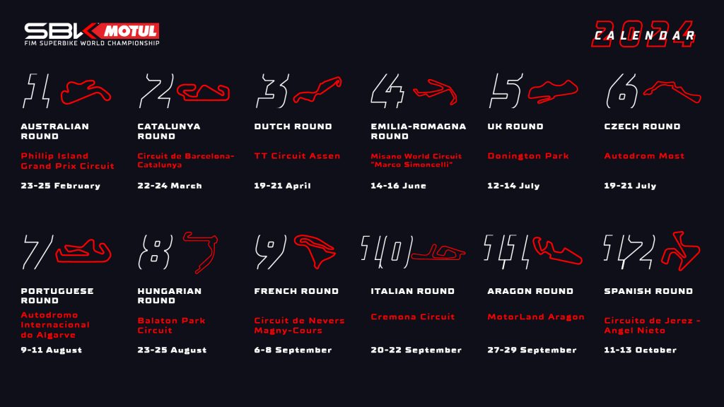 WorldSBK Calendrier provisoire 2024 Circuit de Nevers MagnyCours